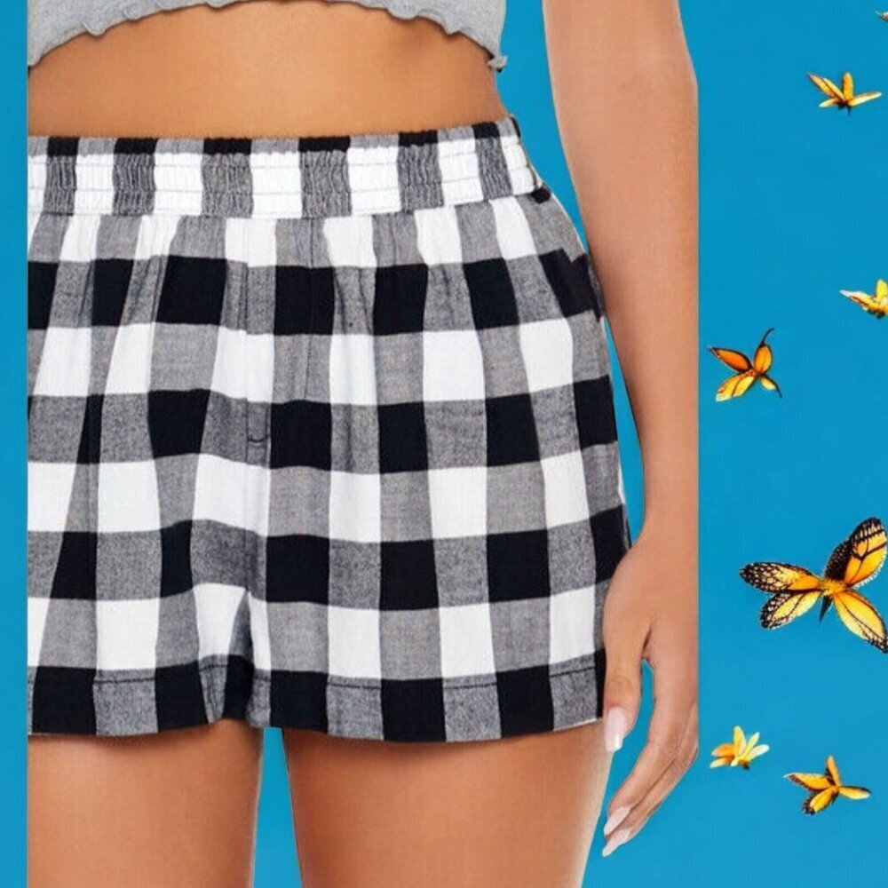 NEW!!! PLAID PAJAMA BOXER SHORTS - BLACK & WHITE - SIZE 2X